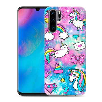 Силиконовый чехол на Huawei P30 Pro с принтом Единороги