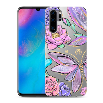 Силиконовый чехол на Huawei P30 Pro с принтом Бабочки и цветы