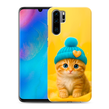 Силиконовый чехол на Huawei P30 Pro с принтом Котенок в шапке Силиконовый чехол на Huawei P30 Pro с принтом Котенок в шапке