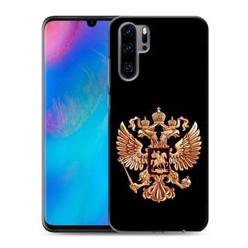 Силиконовый чехол на Huawei P30 Pro с принтом Герб России золотой