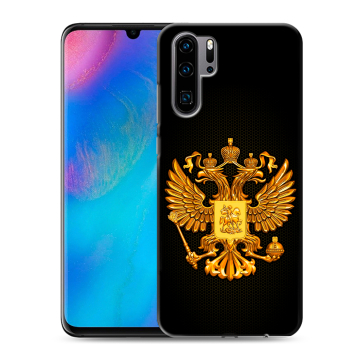 Силиконовый чехол на Huawei P30 Pro с принтом Герб России желтый