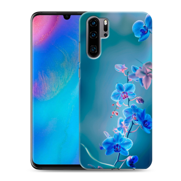 Силиконовый чехол на Huawei P30 Pro с принтом Голубые цветы Силиконовый чехол на Huawei P30 Pro с принтом Голубые цветы