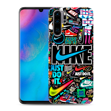 Силиконовый чехол на Huawei P30 Pro с принтом найк nike черный