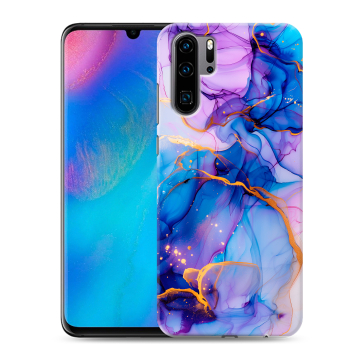 Силиконовый чехол на Huawei P30 Pro с принтом синий мрамор
