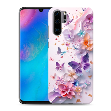 Силиконовый чехол на Huawei P30 Pro с принтом цветы бабочки