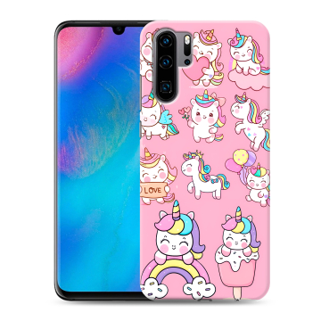 Силиконовый чехол на Huawei P30 Pro с принтом Единороги и радуга Силиконовый чехол на Huawei P30 Pro с принтом Единороги и радуга