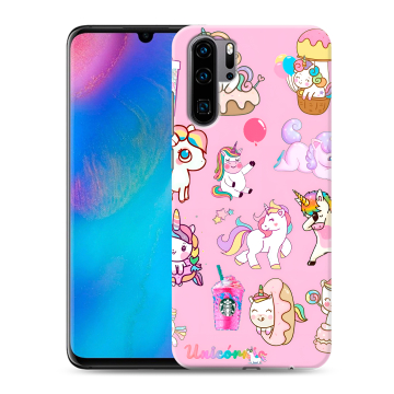 Силиконовый чехол на Huawei P30 Pro с принтом розовые единороги Силиконовый чехол на Huawei P30 Pro с принтом розовые единороги