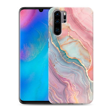 Силиконовый чехол на Huawei P30 Pro с принтом розовый мрамор