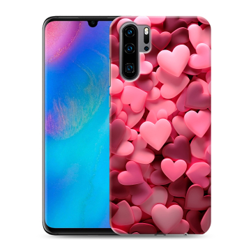 Силиконовый чехол на Huawei P30 Pro с принтом розовые сердечки