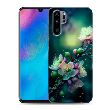 Силиконовый чехол на Huawei P30 Pro с принтом Цветы и мрамор
