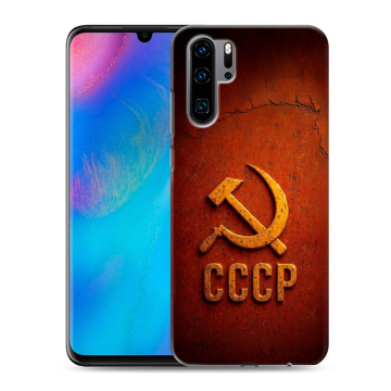 Силиконовый чехол на Huawei P30 Pro с принтом Флаг Герб СССР