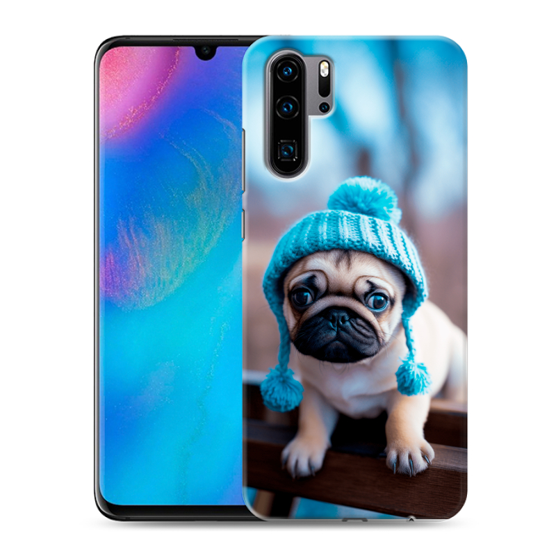 Силиконовый чехол на Huawei P30 Pro с принтом Мопс в шапке Силиконовый чехол на Huawei P30 Pro с принтом Мопс в шапке