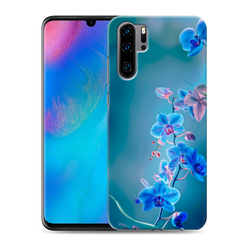 Силиконовый чехол на Huawei P30 Pro с принтом Голубые цветы Силиконовый чехол на Huawei P30 Pro с принтом Голубые цветы