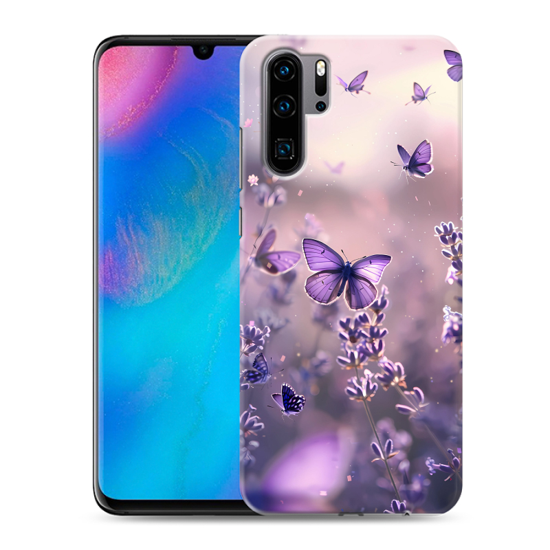 Силиконовый чехол на Huawei P30 Pro с принтом бабочки и лаванда Силиконовый чехол на Huawei P30 Pro с принтом бабочки и лаванда