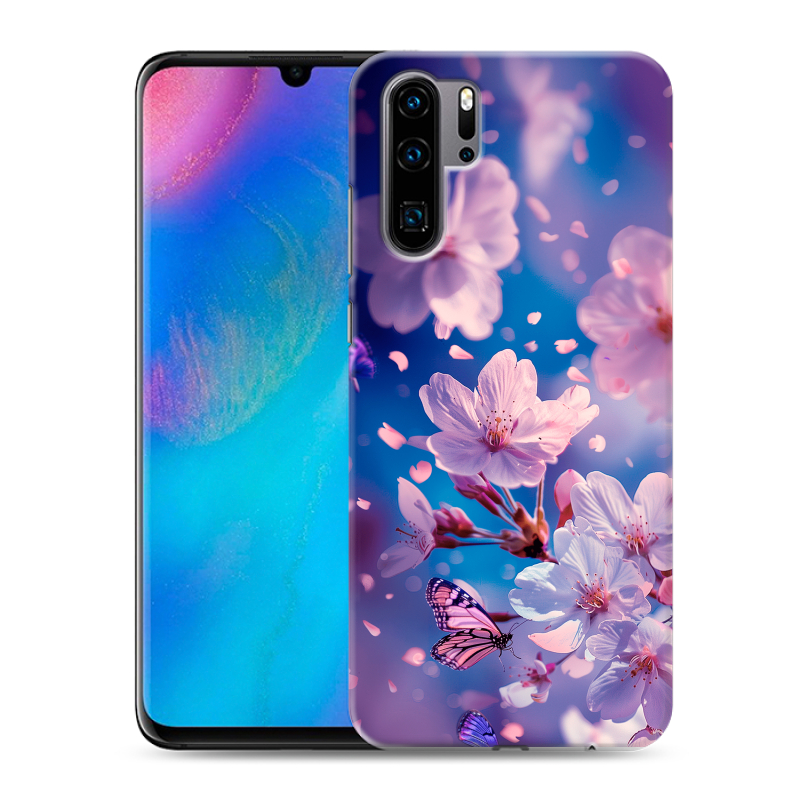 Силиконовый чехол на Huawei P30 Pro с принтом цветы бабочки Силиконовый чехол на Huawei P30 Pro с принтом цветы бабочки