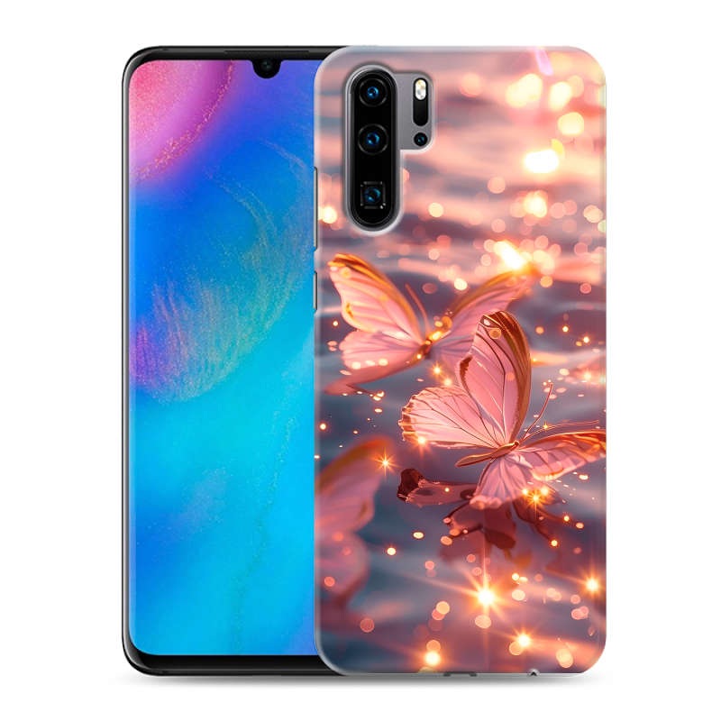 Силиконовый чехол на Huawei P30 Pro с принтом бабочки розовые Силиконовый чехол на Huawei P30 Pro с принтом бабочки розовые