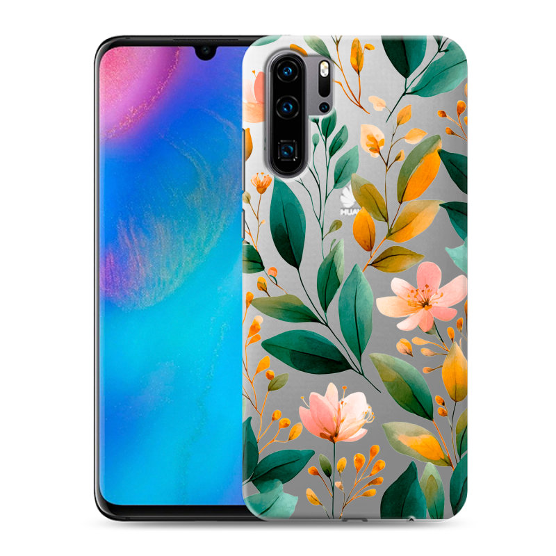 Силиконовый чехол на Huawei P30 Pro с принтом Цветы паттерн Силиконовый чехол на Huawei P30 Pro с принтом Цветы паттерн