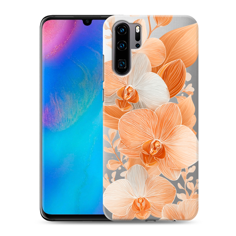 Силиконовый чехол на Huawei P30 Pro с принтом Бежевые цветы Силиконовый чехол на Huawei P30 Pro с принтом Бежевые цветы