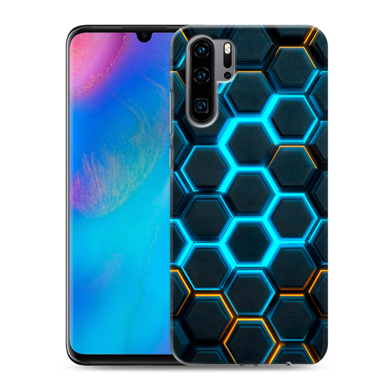 Силиконовый чехол на Huawei P30 Pro с принтом Неоновые соты Силиконовый чехол на Huawei P30 Pro с принтом Неоновые соты