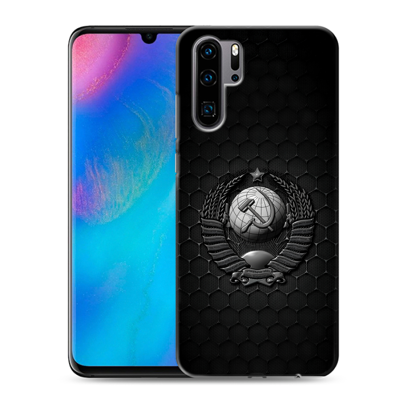 Силиконовый чехол на Huawei P30 Pro с принтом Герб Флаг СССР Силиконовый чехол на Huawei P30 Pro с принтом Герб Флаг СССР