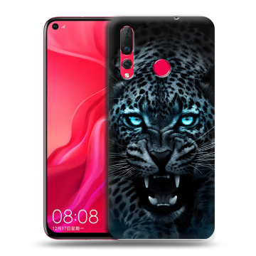 Силиконовый чехол на Huawei Nova 4 с принтом Темный леопард