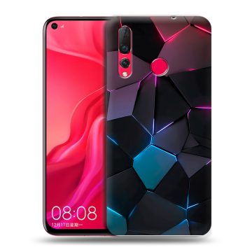 Силиконовый чехол на Huawei Nova 4 с принтом Геометрия неона
