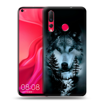 Силиконовый чехол на Huawei Nova 4 с принтом Лесной волк