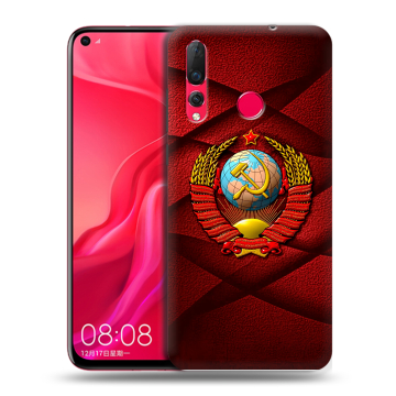 Силиконовый чехол на Huawei Nova 4 с принтом Герб СССР