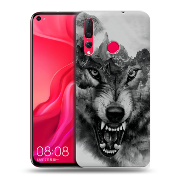 Силиконовый чехол на Huawei Nova 4 с принтом Волк