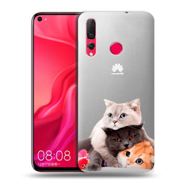 Силиконовый чехол на Huawei Nova 4 с принтом Кошки
