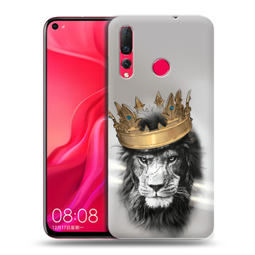 Силиконовый чехол на Huawei Nova 4 с принтом Лев с короной