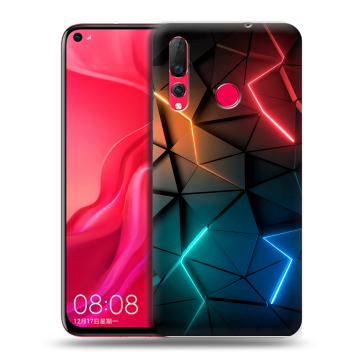 Силиконовый чехол на Huawei Nova 4 с принтом Абстракция неон