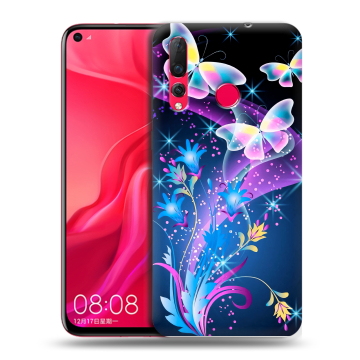 Силиконовый чехол на Huawei Nova 4 с принтом Бабочки