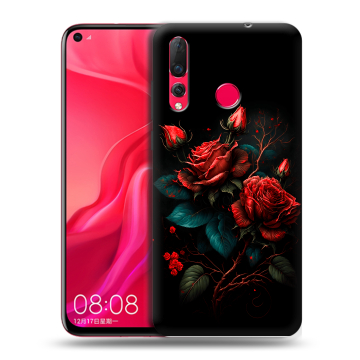 Силиконовый чехол на Huawei Nova 4 с принтом Розы красные