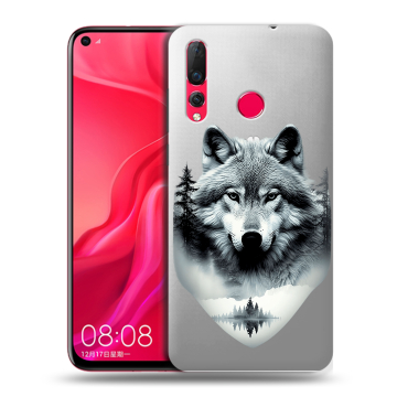 Силиконовый чехол на Huawei Nova 4 с принтом Волк в лесу Силиконовый чехол на Huawei Nova 4 с принтом Волк в лесу