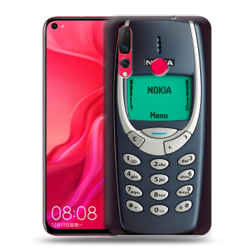 Силиконовый чехол на Huawei Nova 4 с принтом Старый телефон