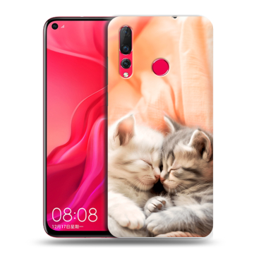 Силиконовый чехол на Huawei Nova 4 с принтом Котята