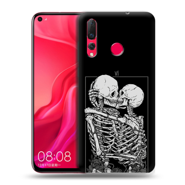 Силиконовый чехол на Huawei Nova 4 с принтом Поцелуй скелетов Силиконовый чехол на Huawei Nova 4 с принтом Поцелуй скелетов