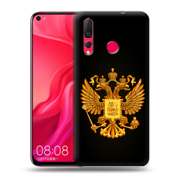 Силиконовый чехол на Huawei Nova 4 с принтом Герб России желтый
