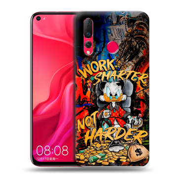 Силиконовый чехол на Huawei Nova 4 с принтом Дональд Дак Деньги