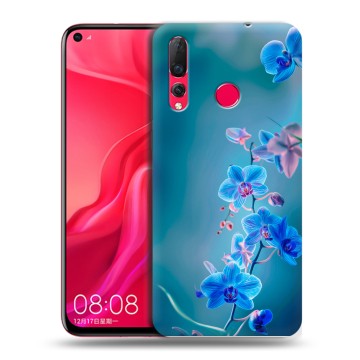 Силиконовый чехол на Huawei Nova 4 с принтом Голубые цветы