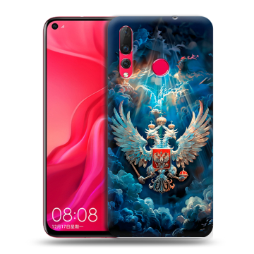 Силиконовый чехол на Huawei Nova 4 с принтом Герб флаг России Силиконовый чехол на Huawei Nova 4 с принтом Герб флаг России