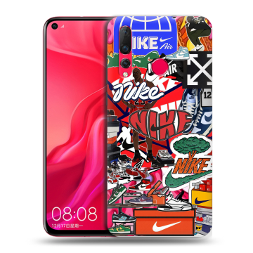 Силиконовый чехол на Huawei Nova 4 с принтом Найк Nike яркий Силиконовый чехол на Huawei Nova 4 с принтом Найк Nike яркий