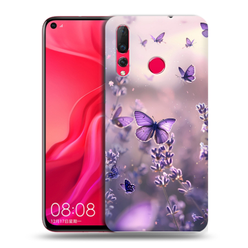 Силиконовый чехол на Huawei Nova 4 с принтом бабочки и лаванда