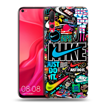 Силиконовый чехол на Huawei Nova 4 с принтом найк nike черный