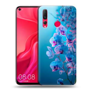Силиконовый чехол на Huawei Nova 4 с принтом голубые орхидеи Силиконовый чехол на Huawei Nova 4 с принтом голубые орхидеи