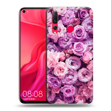 Силиконовый чехол на Huawei Nova 4 с принтом лавандовые розы