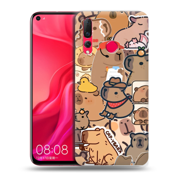 Силиконовый чехол на Huawei Nova 4 с принтом капибара