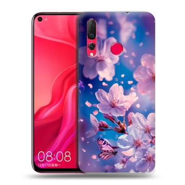 Силиконовый чехол на Huawei Nova 4 с принтом цветы бабочки Силиконовый чехол на Huawei Nova 4 с принтом цветы бабочки