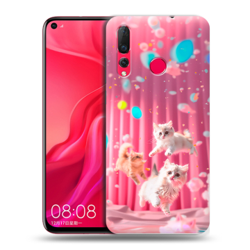 Силиконовый чехол на Huawei Nova 4 с принтом милые котики